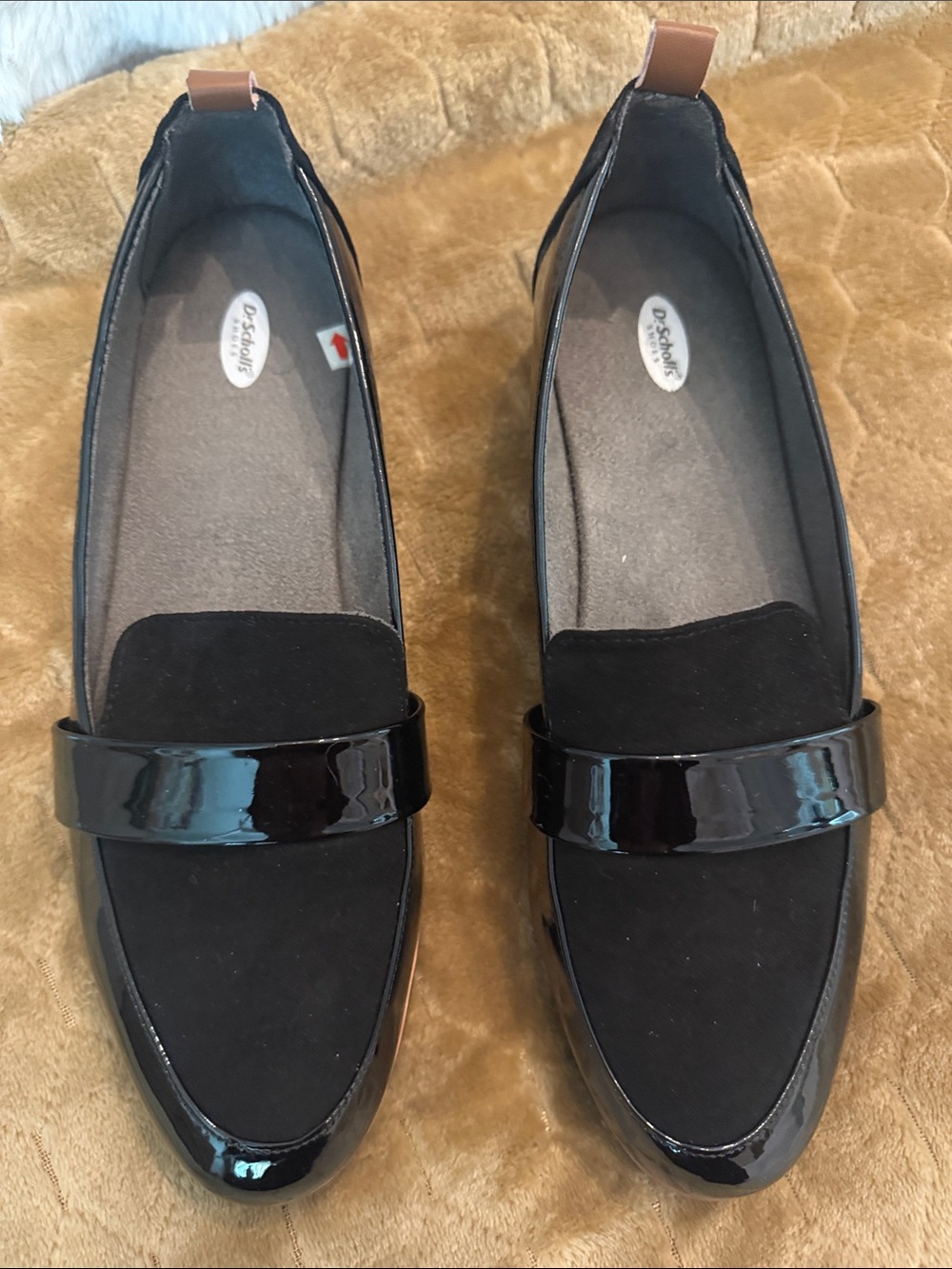 Black Slip-On Loafers with Patent Strap by